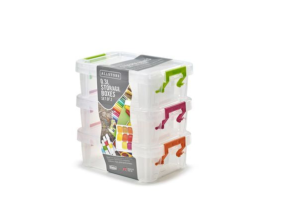 Allstore Clamp Storage Box Organiser Set 3 x 0.3L