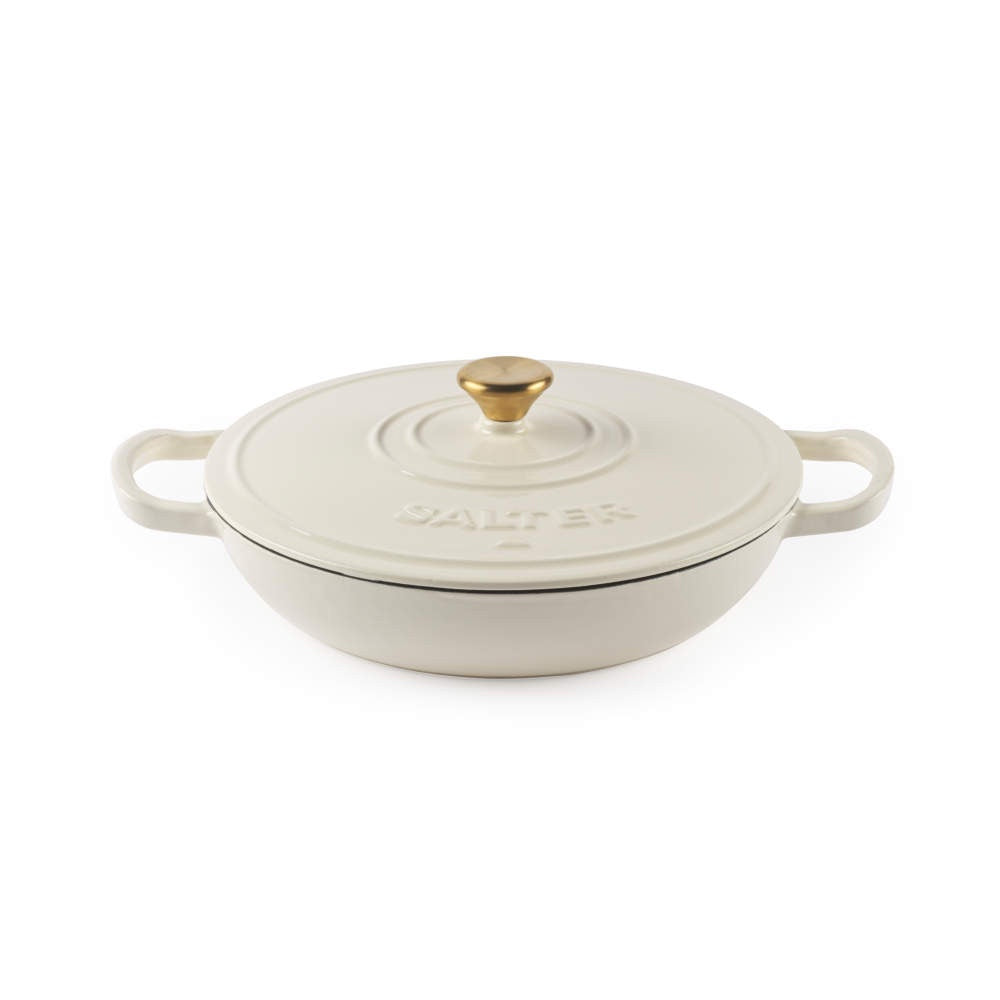 Salter Chester 30cm Shallow Cast Iron Casserole Pot – Cream