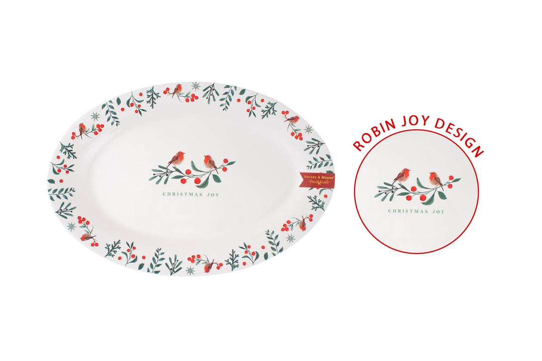 Christmas Joy Robin 16in Serving Plate