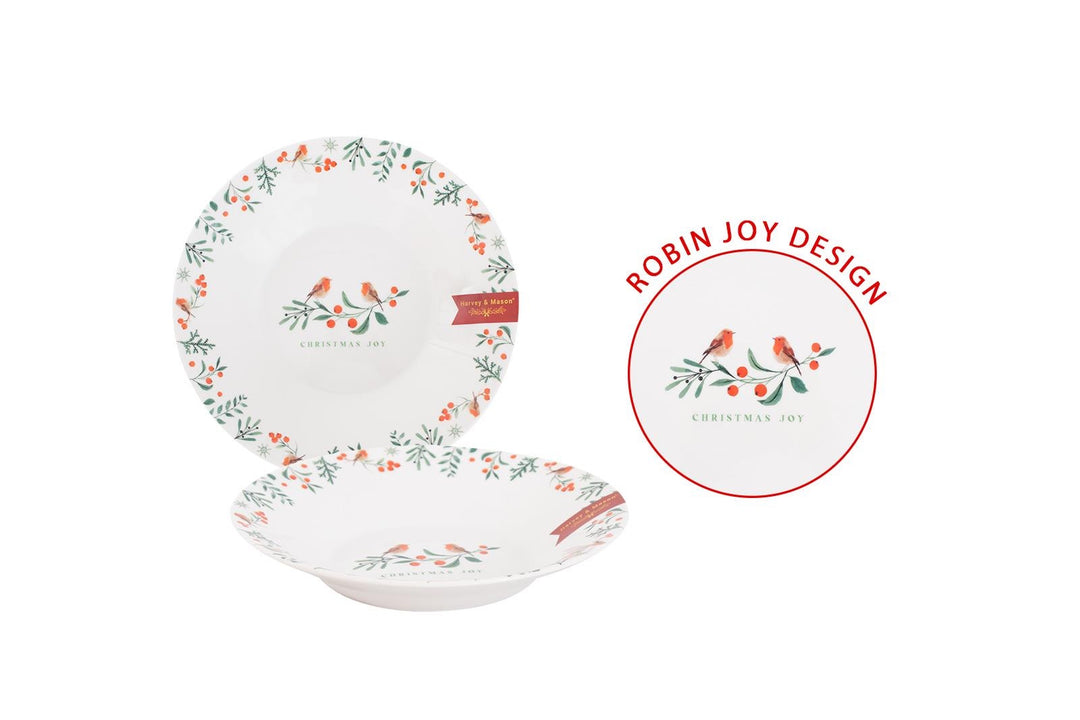 Christmas Joy Robin 8in Bowl
