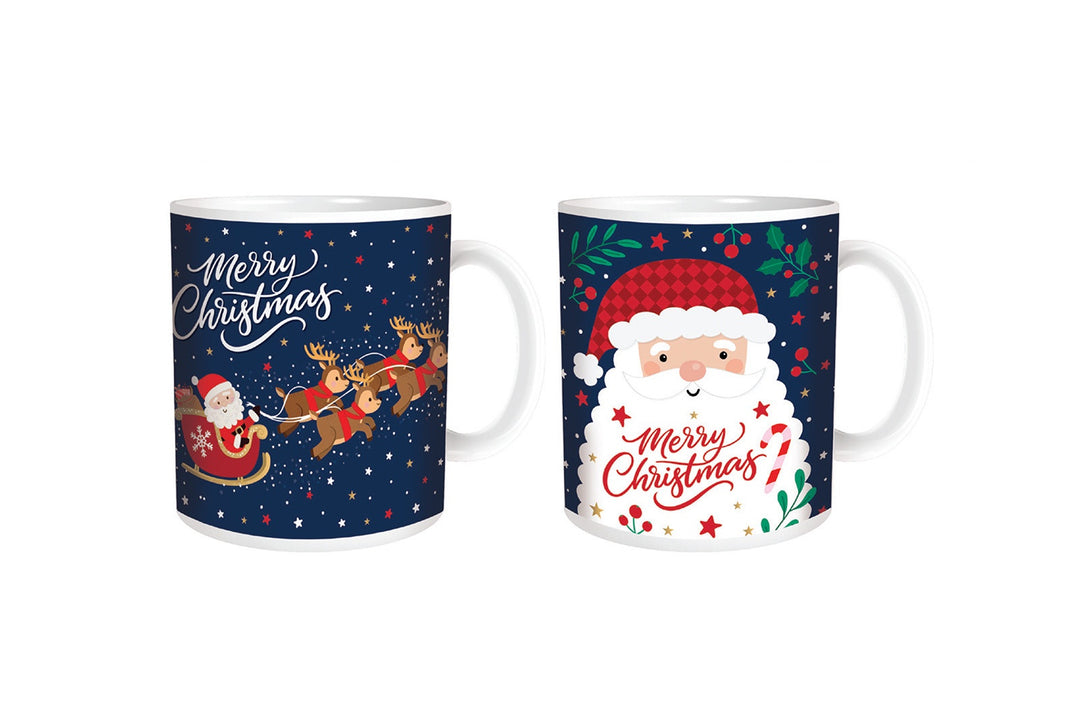 Santa &amp; Co Christmas Mugs 2 Assorted Designs