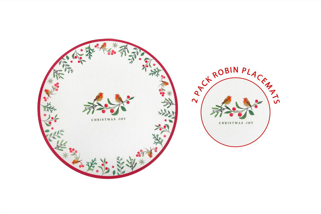 RSW Christmas Red Robin Placemats Set Of 2