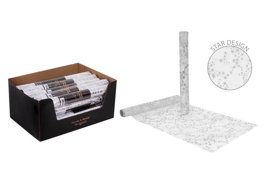 RSW Christmas Silver Stars Table Runner 30x200cm