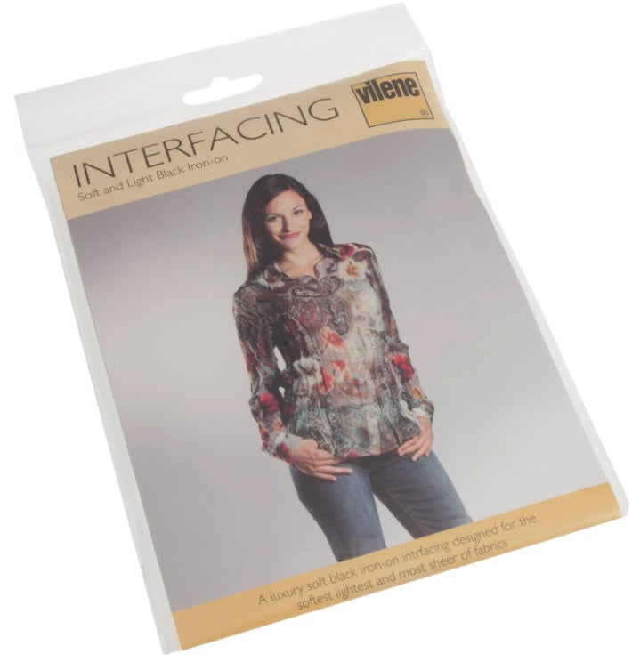 Interfacing: Superlight: Iron-on: 90 x 50cm: Black