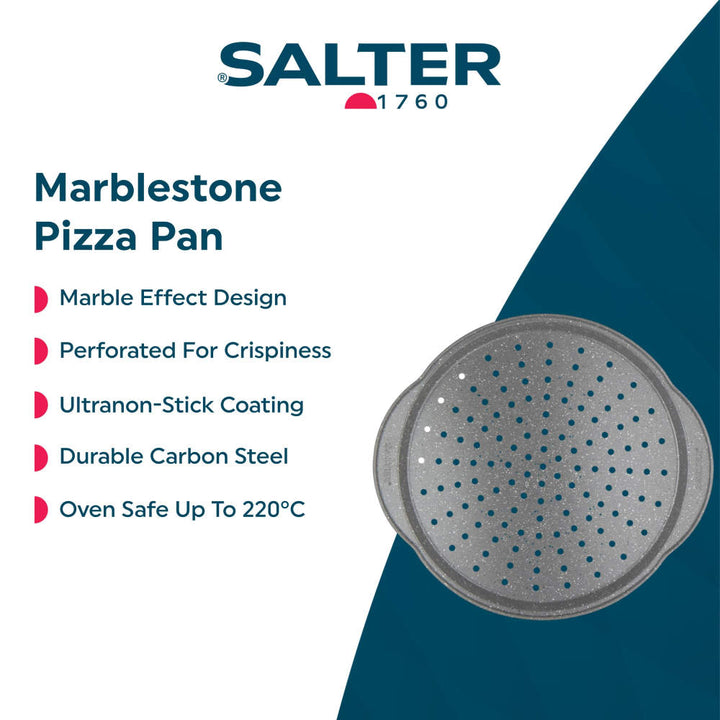 Salter Marblestone 37cm Perforated Pizza Tray with Handles