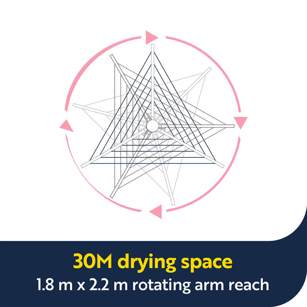 Beldray 30m Rotary Clothes Airer - Grey