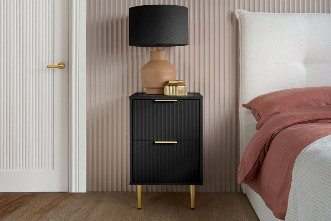 Birlea Zara 2 Drawer Fluted Bedside (Self Assembly) (DHD)