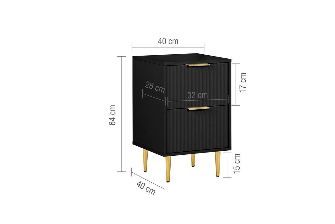 Birlea Zara 2 Drawer Fluted Bedside (Self Assembly) (DHD)