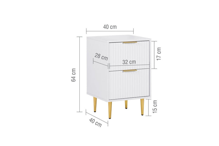Birlea Zara 2 Drawer Fluted Bedside (Self Assembly) (DHD)
