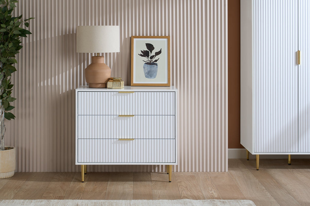 Birlea Zara 3 Drawer Fluted Chest (Self Assembly) (DHD)