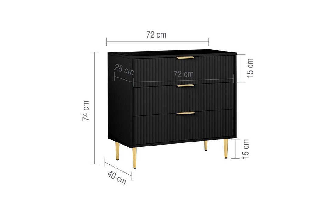 Birlea Zara 3 Drawer Fluted Chest (Self Assembly) (DHD)