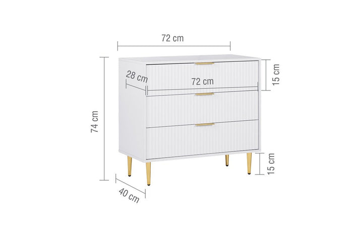 Birlea Zara 3 Drawer Fluted Chest (Self Assembly) (DHD)