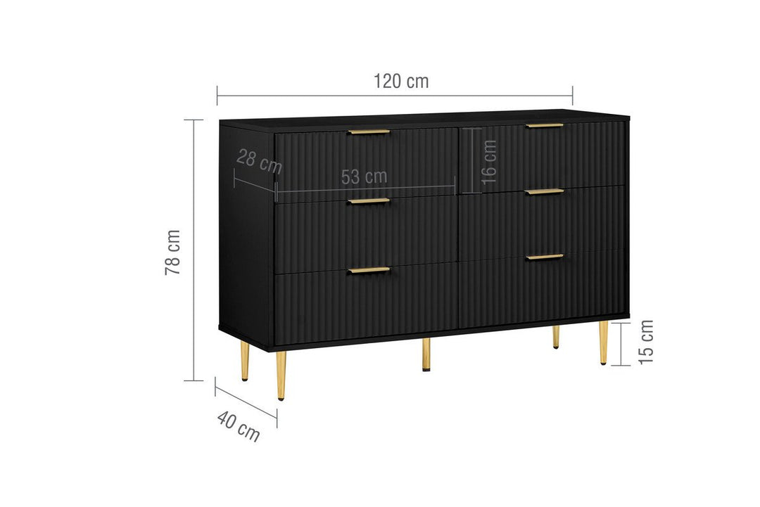 Birlea Zara 6 Drawer Fluted Chest (Self Assembly) (DHD)
