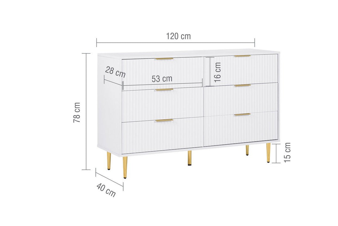Birlea Zara 6 Drawer Fluted Chest (Self Assembly) (DHD)