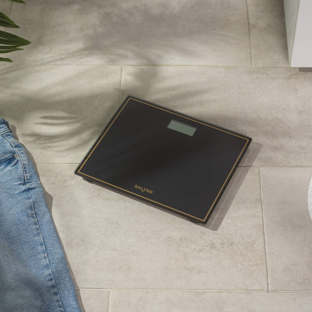 Salter Compact Glass Digital Bathroom Scale Black/Gold